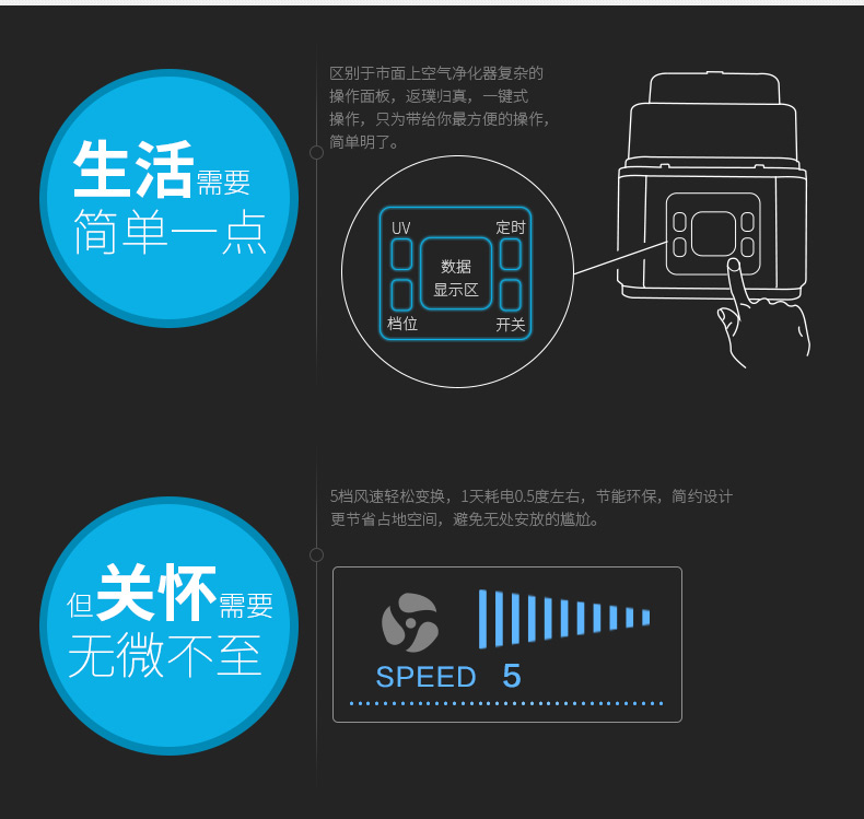 admair空气净化器 除甲醛雾霾除PM2.5烟尘 卧室家用办公室氧吧