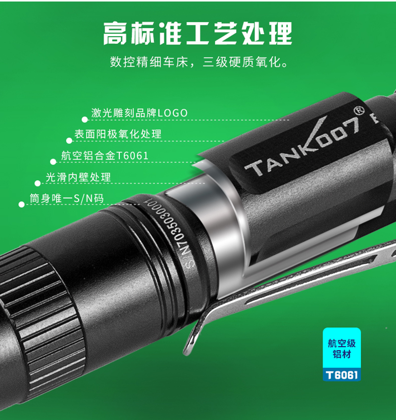 Tank007探客E13极小强焊AAA强光手电