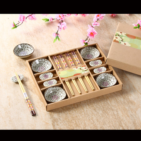 手绘陶瓷碟、筷架、筷子餐具套装