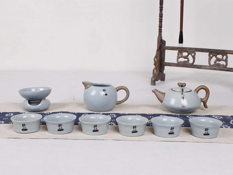 宝石蓝和乐融融汝窑茶具
