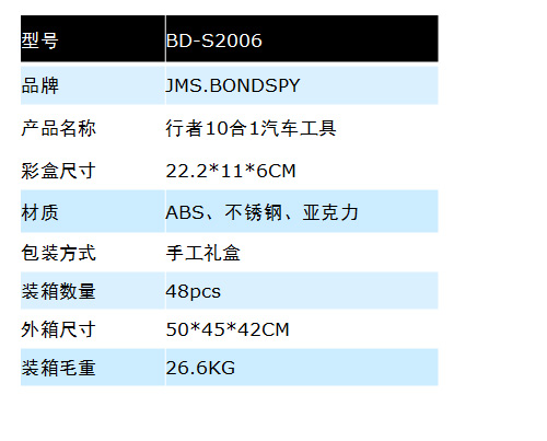 行者10合1汽车工具