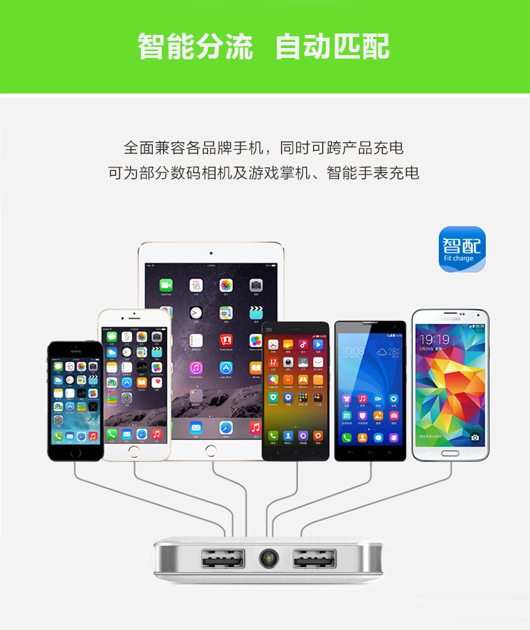 年-移动无线充，移动电源无线充电器适用于iPhone/三星/安卓