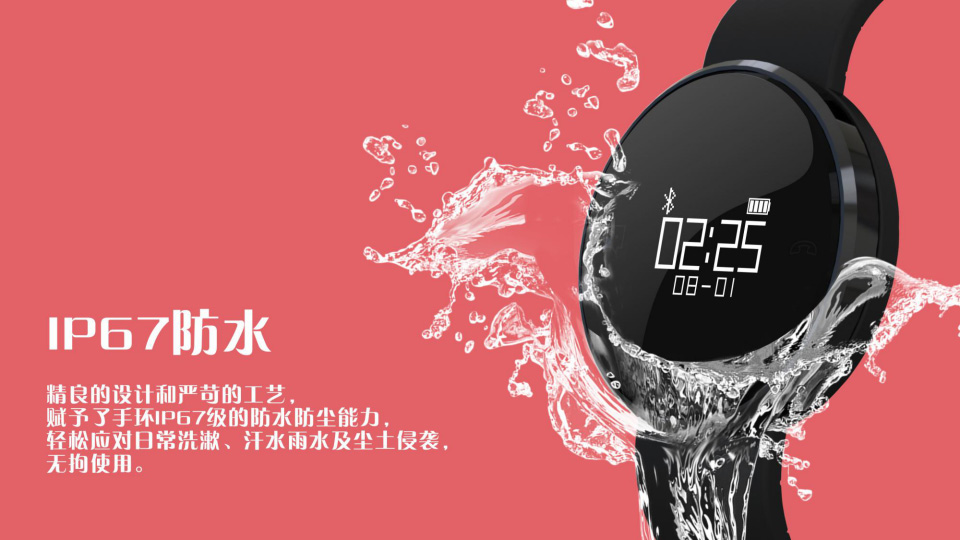 镜面圆形心率手环