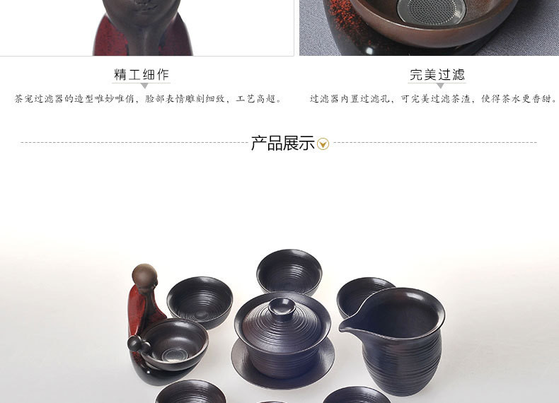 精品柴烧10头灰陶茶具套组