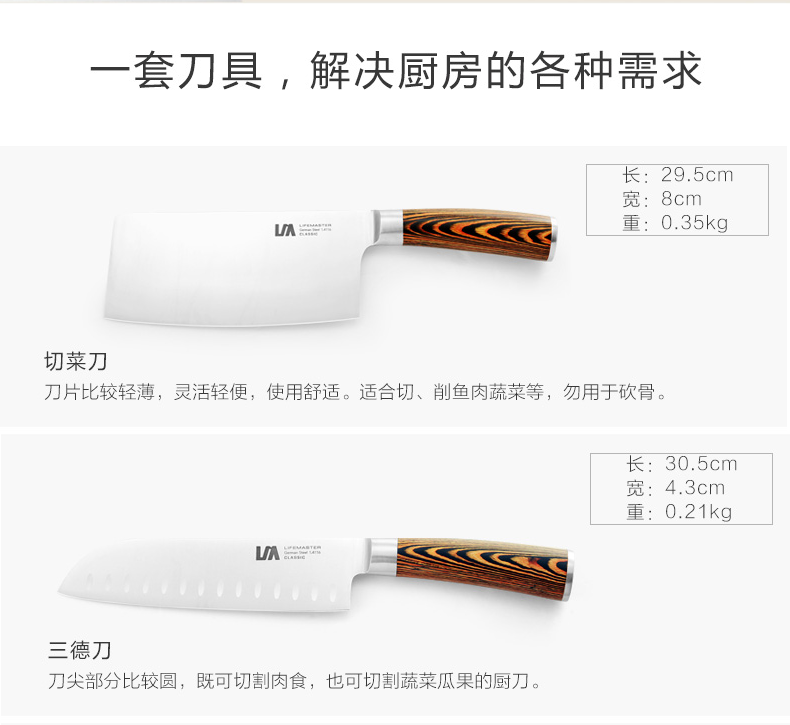 朗马 德国高档不锈钢厨房套刀刀具