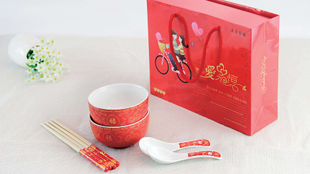 百年好合（抽拉式）碗、筷子 婚庆、节日喜庆礼品