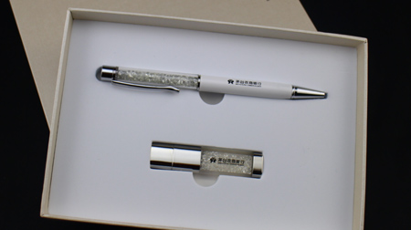 水晶笔+水晶U盘两件装定制