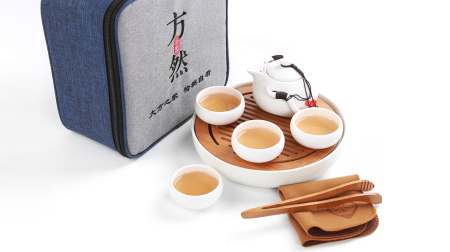 旅行茶具套装茶盘干泡盘亚光釉一壶四杯