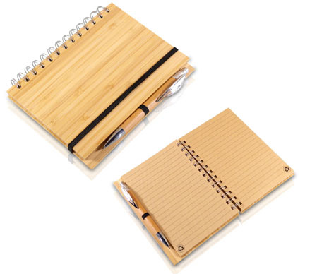环保笔记本套装(竹子材质封面,附带圆珠笔)