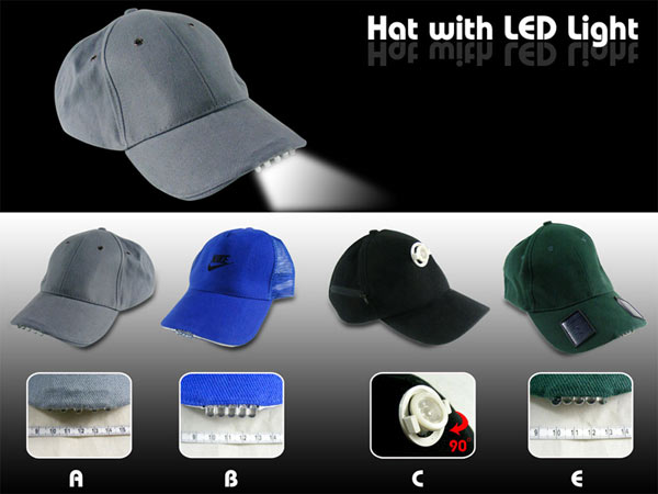 LED发光帽子，LED照明帽子，LED闪光帽子